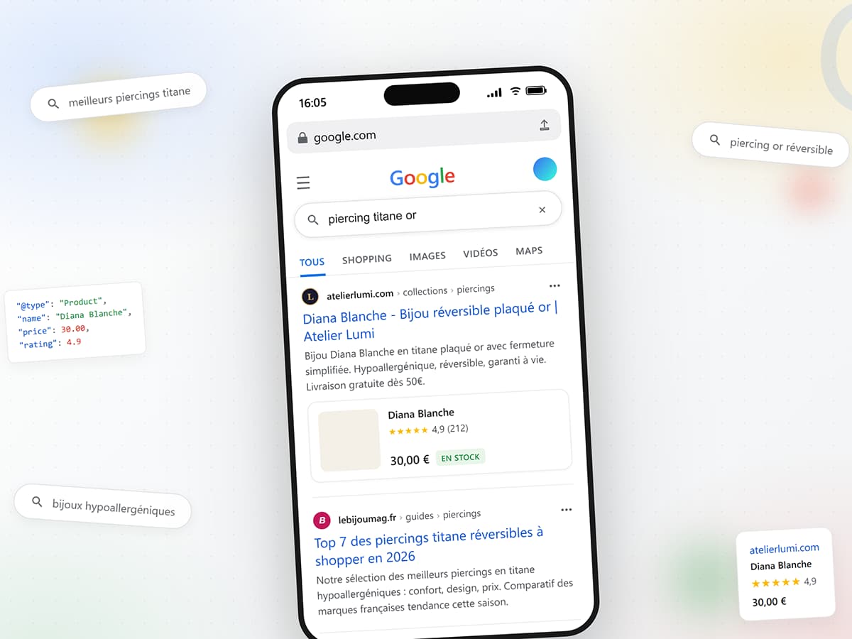 Aperçu d'un résultat Google enrichi généré par le thème